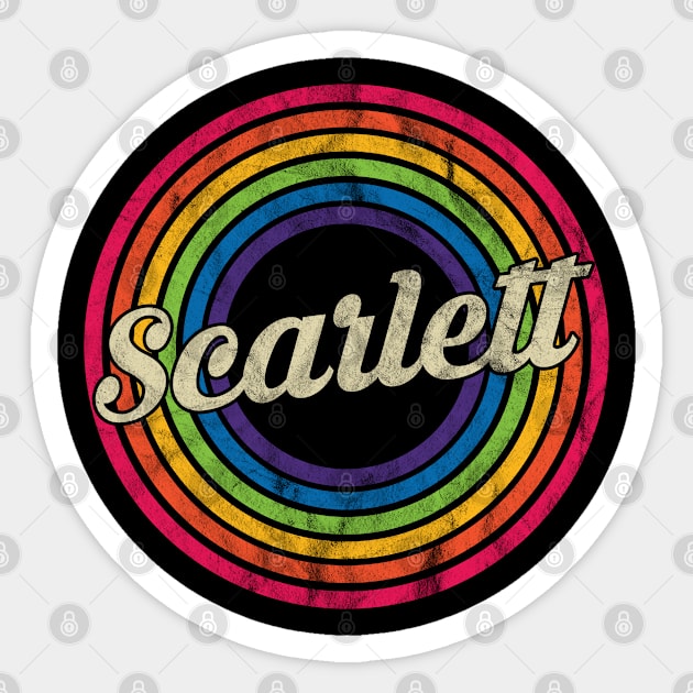 Scarlett - Retro Rainbow Faded-Style Sticker by MaydenArt